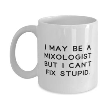 Imagem de Best Mixologist Gifts, I May Be A Mixologist But I Can't Fix Stupid, Mordaça de Natal 325 g Caneca Presentes para Homens e Mulheres