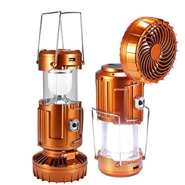 Imagem de GQYYS Lanterna de acampamento portátil LED 6 em 1, lanterna de acampamento LED ao ar livre com ventilador, ventilador de acampamento solar com luz, luz recarregável e portátil, para barracas, caminhadas, pesca e caminhada