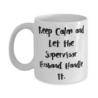 Imagem de Presentes de amor marido Keep Calm and Let the Supervisor Husband Handle It, Caneca especial de 325 g 425 g para marido da esposa