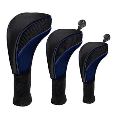 Imagem de shamjina 3pcs Golf wood top Cover Woods Long Neck Headcover para 400cc 3 5 Drivers, Azul