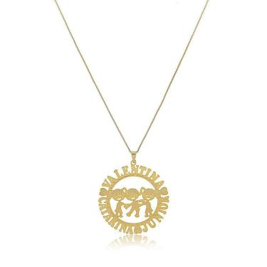 Imagem de Colar Mandala Com Filhos E Nomes Folheado Em Ouro 18k