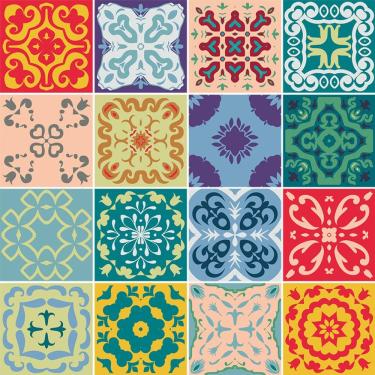 Imagem de Adesivo de Azulejo - Ladrilho Hidráulico - 15cm x 15cm - 16un - 350Azme