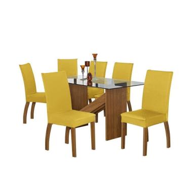 Imagem de Capa De Cadeira Malha Gel - Kit 6 Unidades Amarelo