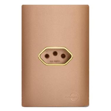 Imagem de Cj Tomada 20A Horizontal Com Suporte 4X2 - Dicompel Novara Ouro Rose Gold - Dnv1500/30Orgd