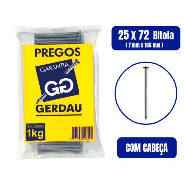 Imagem de Prego Com Cabeça 25 x 72 1kg - GERDAU