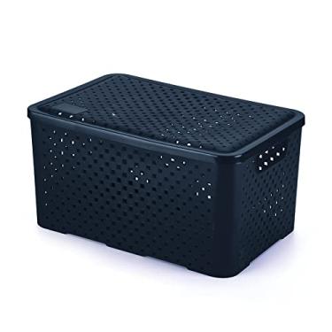 Imagem de Caixa Quadriculada, 16 Litros, Preto, Dasplast