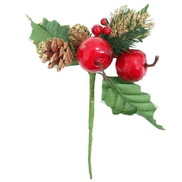 Imagem de 10 Ramos Maçã Decoração De Natal Artificial 18cm