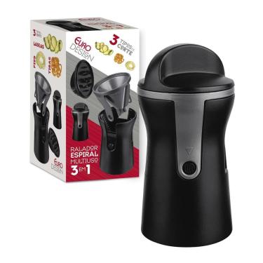 Imagem de Ralador Espiral Aço Inox Euro Home 3 Em 1 Com Laminas Preto