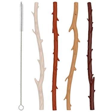 Imagem de Funwares Twigglers Canudos de silicone reutilizáveis - 4 canudos com escova de limpeza