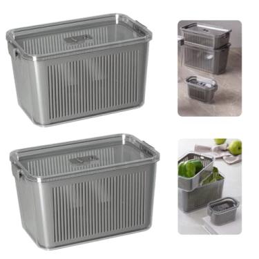 Imagem de Conjunto De 2 Potes GG Herméticos Slim Com Travas e Cesto Multiuso Cor: Cinza