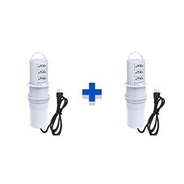Imagem de Kit 2 Torres De Tomada Totem Slim Manual Alça 3 Tomadas 10A COR:BRANCO