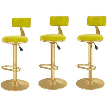 Imagem de Banco de Bar Banco de Café de 3 Peças de Altura, Banco Alto de Veludo Ajustável de Altura com Base Cromada e Banco de Pés, Adequado para Cozinha, Pátio, Café, Taberna (Color : A1)