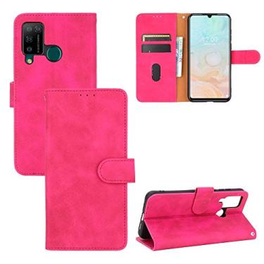 Imagem de HONGYAN Capa de telefone Para Doogee N20 Pro Sólida Cor Sinta Sinta Magnética Fivela Horizontal Flip Bezerro Textura PU Caso de couro PU com suporte e carteira de cartão Capa protetora
