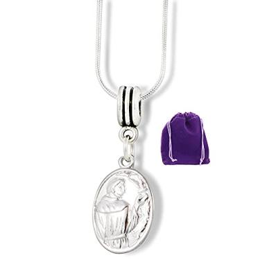 Imagem de Colar de São Francisco | Colar de Mãe de Cão de São Patrício de Animais Uma Grande Medalha de São Francisco com Corrente para Mãe de Cão ou Gato Mãe ou Pet Mãe Celebre seu Pet de São Francisco Joia São Francisco Pingente de São Francisco