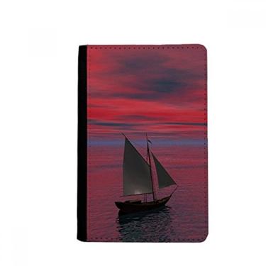 Imagem de Porta-passaporte com imagem Ocean Red Sky Boat People para passaporte Notecase Burse Carteira Capa para Cartão, Multicolor