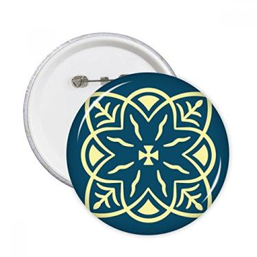 Imagem de Azul Talavera Estilo Decorativo Alfinetes Redondos Emblema Botão Decoração Acessório 5 peças