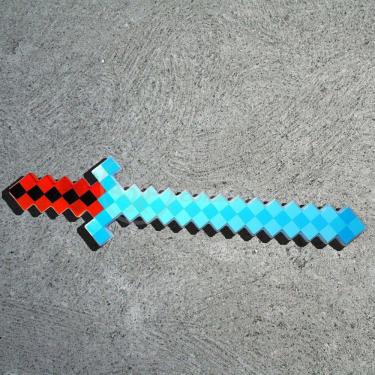 Imagem de Kit Brinquedo Espada Pixel Minecraft 58cm C/Som Luz+3 Pilhas