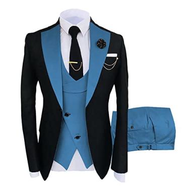 Imagem de Blazer masculino de 3 peças Terno Noivo Padrinhos de Casamento Banquete Slim Fit Jaquetas de Negócios Casacos Calças Conjuntos de Ternos, 04, PP