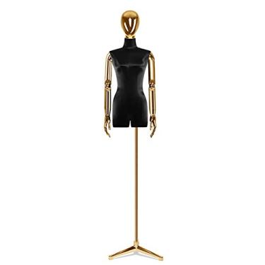 Imagem de Female Mannequin Torso Manequim manequim de alfaiate manequim feminino torso corpo tripé ajustável suporte de exibição de roupas e joias ajustável em altura (Color : Black, Size : Style 3)