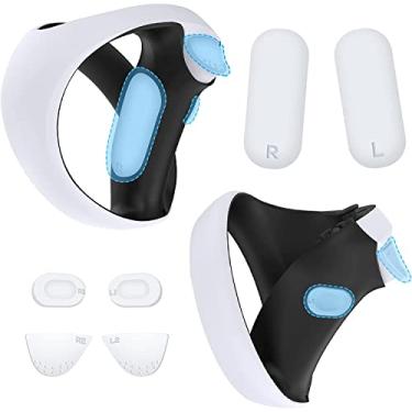 Imagem de Almofada de silicone antiderrapante para PS VR2 Sense Controller, Sweatproof Trigger Extender Pad para Playstation VR2 Gamepad, Kit de acessórios de capa para PS VR2 Gaming Gamepad Grip (Branco)