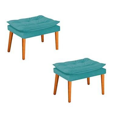 Imagem de Kit 02 Puffs Apolo Palito Mel Suede Azul Turquesa - ADJ Decor