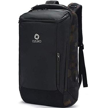 Imagem de Mochila de ombro Mochila USB multifuncional para computador ao ar livre para viagem, tecido impermeável de PVC de alta densidade