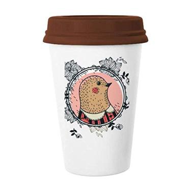 Imagem de Caneca de cerâmica com estampa de desenho de folha de pombo, caneca de vidro para beber café