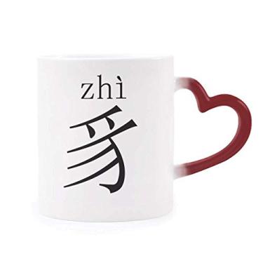 Imagem de Componente do personagem chinês zhi Caneca sensível ao calor Copo de grés que muda de cor vermelha