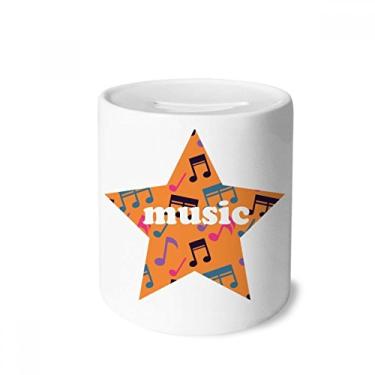 Imagem de DIYthinker Caixa de notas musicais colorida, caixa de dinheiro laranja, porta-moedas de cerâmica, presente de cofrinho