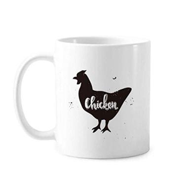 Imagem de Caneca de animal preta e branca de galinha de cerâmica copo de porcelana de café
