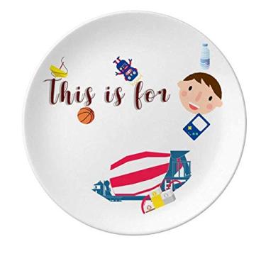 Imagem de Caminhão de mistura de pedra de areia com placa de porcelana para jantar, prato redondo para meninos