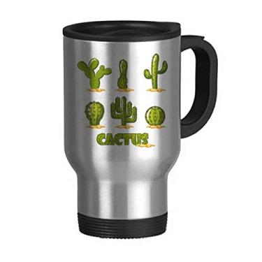 Imagem de Caneca de viagem com estampa de cacto de plantas suculentas em vaso de aço inoxidável copo de carro copo térmico