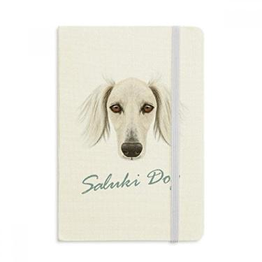 Imagem de Caderno de animais de estimação branco Saluki com rosto longo em tecido capa dura diário clássico A5