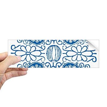 Imagem de DIYthinker Adesivo retangular com estampa de flor azul Talavera para janela para notebook