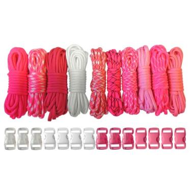 Imagem de PARACORD PLANET Kits de artesanato tipo III de 250 kg com fivelas, 35,5 m, rosa orgulho