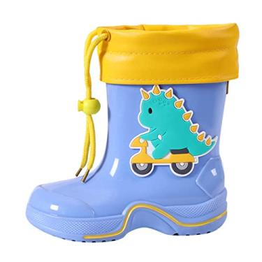 Imagem de SIMAYA Botas de Chuva Infantis Clássicas de Dinossauro PVC Borracha Crianças Sapatos de Água Lã Impermeável Chuva Infantil Sapatos Meninos (Roxo, 10-10,5 Anos)