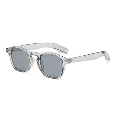 Imagem de Óculos de sol quadrados retrô feminino leopardo masculino óculos de sol uv400 acessórios baratos, cinza, tamanho único