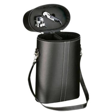 Imagem de Kit Abridor De Vinho + Bolsa De Couro - Wine Bag 2 Garrafas
