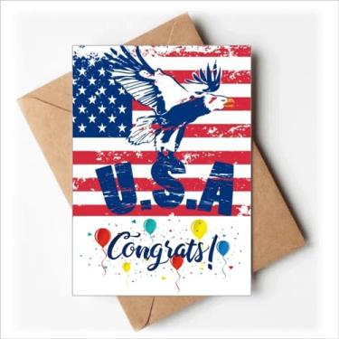 Imagem de DIYthinker Bandeira América Haliaeetus leucocephalus águia cartões de casamento felicitações envelopes