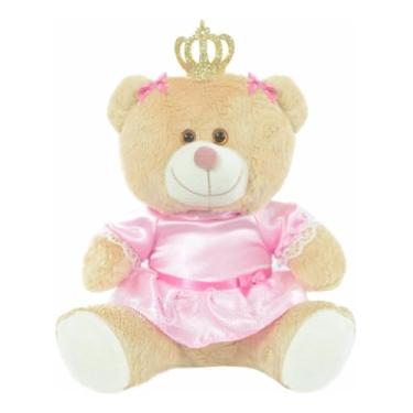 Imagem de Ursa Pelúcia Princesa Coroa Com Vestido 20 Cm
