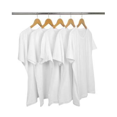 Imagem de Kit 5 Camisetas Brancas Malha Fria Pv - Kasa Da Sogra