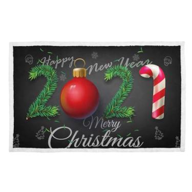 Imagem de 2021 Feliz Ano Novo e Feliz Natal Cobertor Quente/Cobertura de Cama Cobertores Macios para Animais de Estimação Calmantes para Cachorros Filhotes de Gatos, Pequeno (63,5 x 76,2 cm)