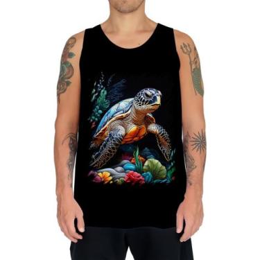 Imagem de Camiseta Regata De Tartaruga Marinha Desenhada 7 - Kasubeck Store