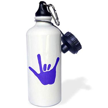 Imagem de 3dRose Garrafa de água azul esportiva Love Sign Language, 600 ml, branca