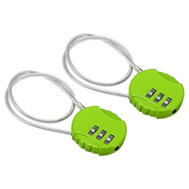 Imagem de PATIKIL Cadeado com combinação de 30,5 cm, 2 peças, 3 dígitos, à prova d'água, código de cadeado com corda de arame para bagagem, academia, cerca, caixa de ferramentas, mochila, verde