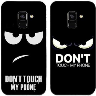 Imagem de 2 peças Anger Don't Touch My Phone impresso TPU gel silicone capa de telefone traseira para Samsung Galaxy todas as séries (Galaxy A5 2018 / A8 2018)