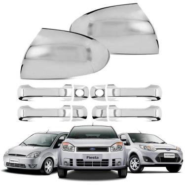 Imagem de Kit aplique cromado capa maçanetas retrovisor fiesta 2003
