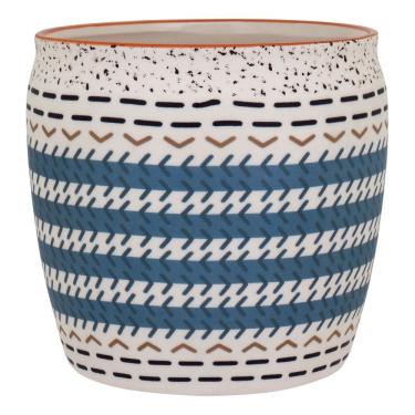 Imagem de CACHEPÔ CERÂMICA 14x13x13cm AZUL VASO DECORATIVO PLANTA