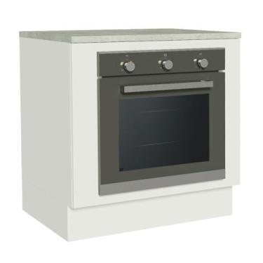 Imagem de Balcão para Forno de Embutir 80 x 60 cm Com Tampo Branco Agata, Glamy, Stella Madesa