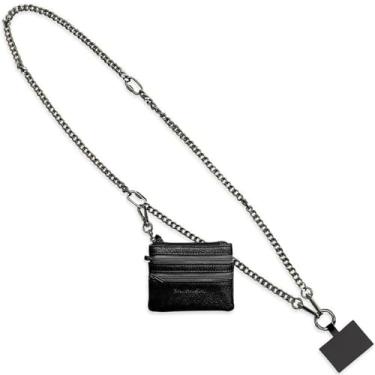 Imagem de Save the Girls Alça de telefone Clip & Go – Cordão transversal para celular com zíper – Suporte para crachá de bolsa de corrente para celular, corrente de metal para arma, média